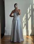 Vintage 90s Jacquard Corset Satin Dress Ice Blue