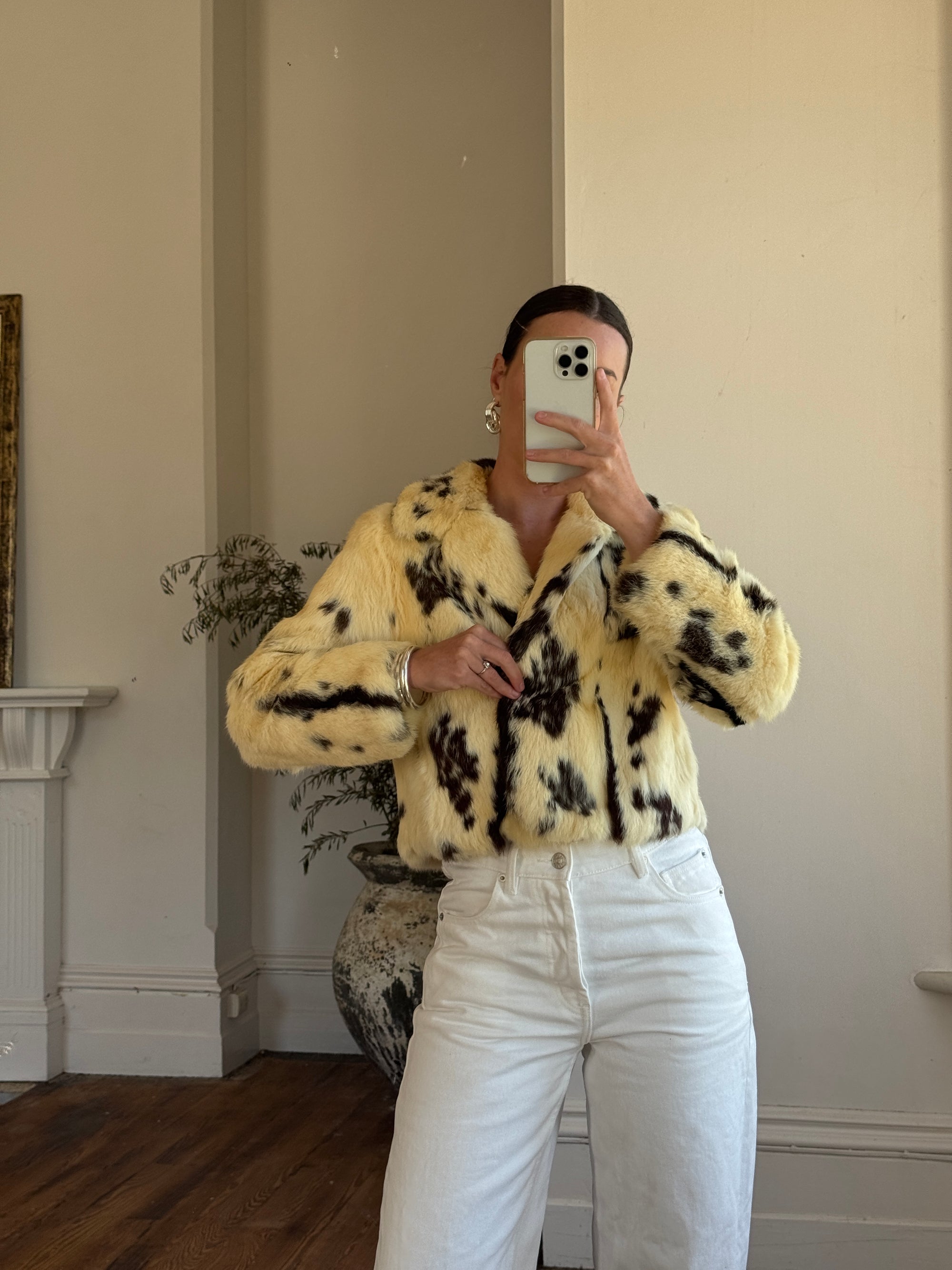 Vintage 70s Australian Made Spotted Rabbit Fur Jacket