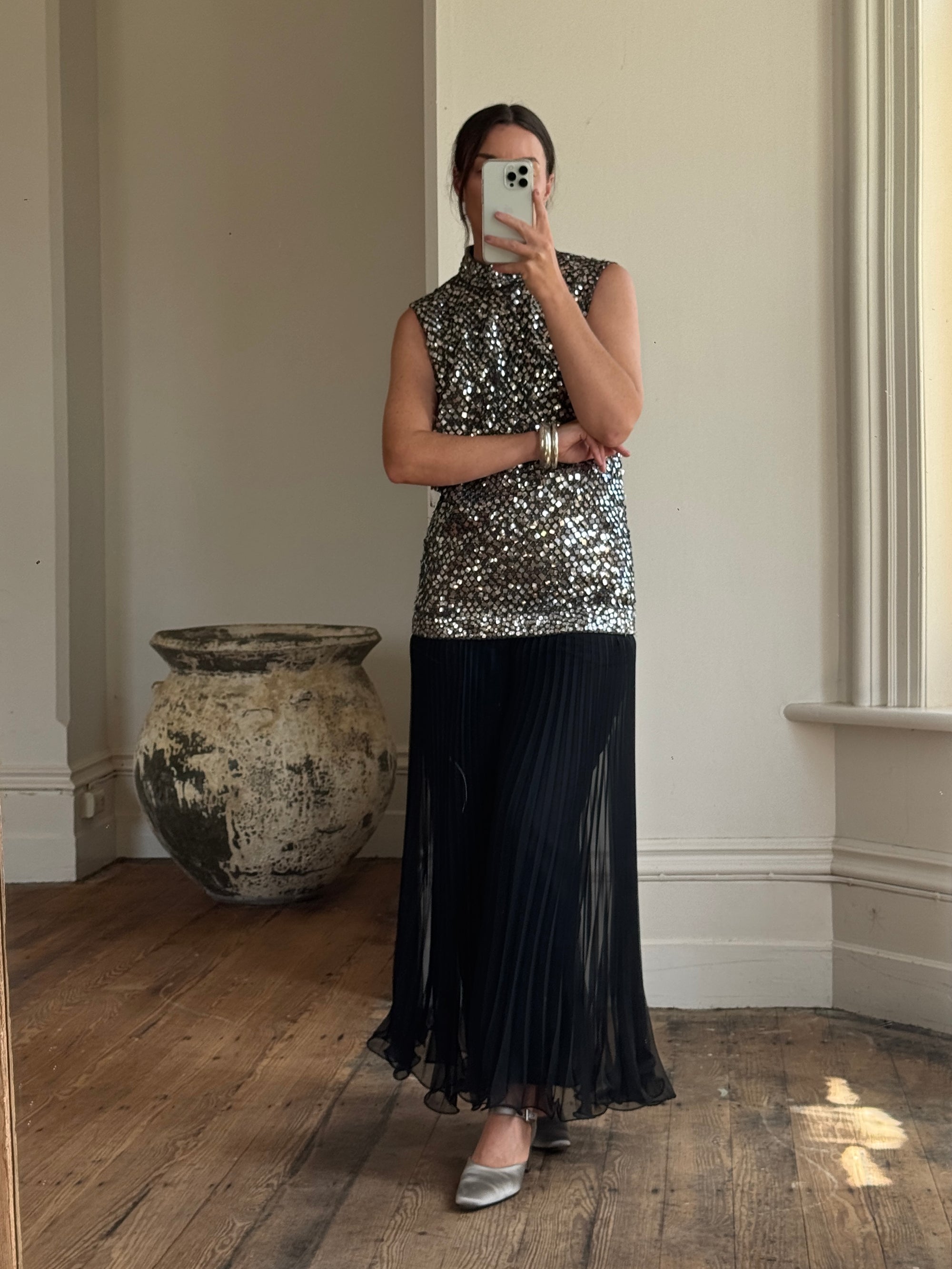 Vintage 60s Rare Embellished Tunic and Fluted Pant Set