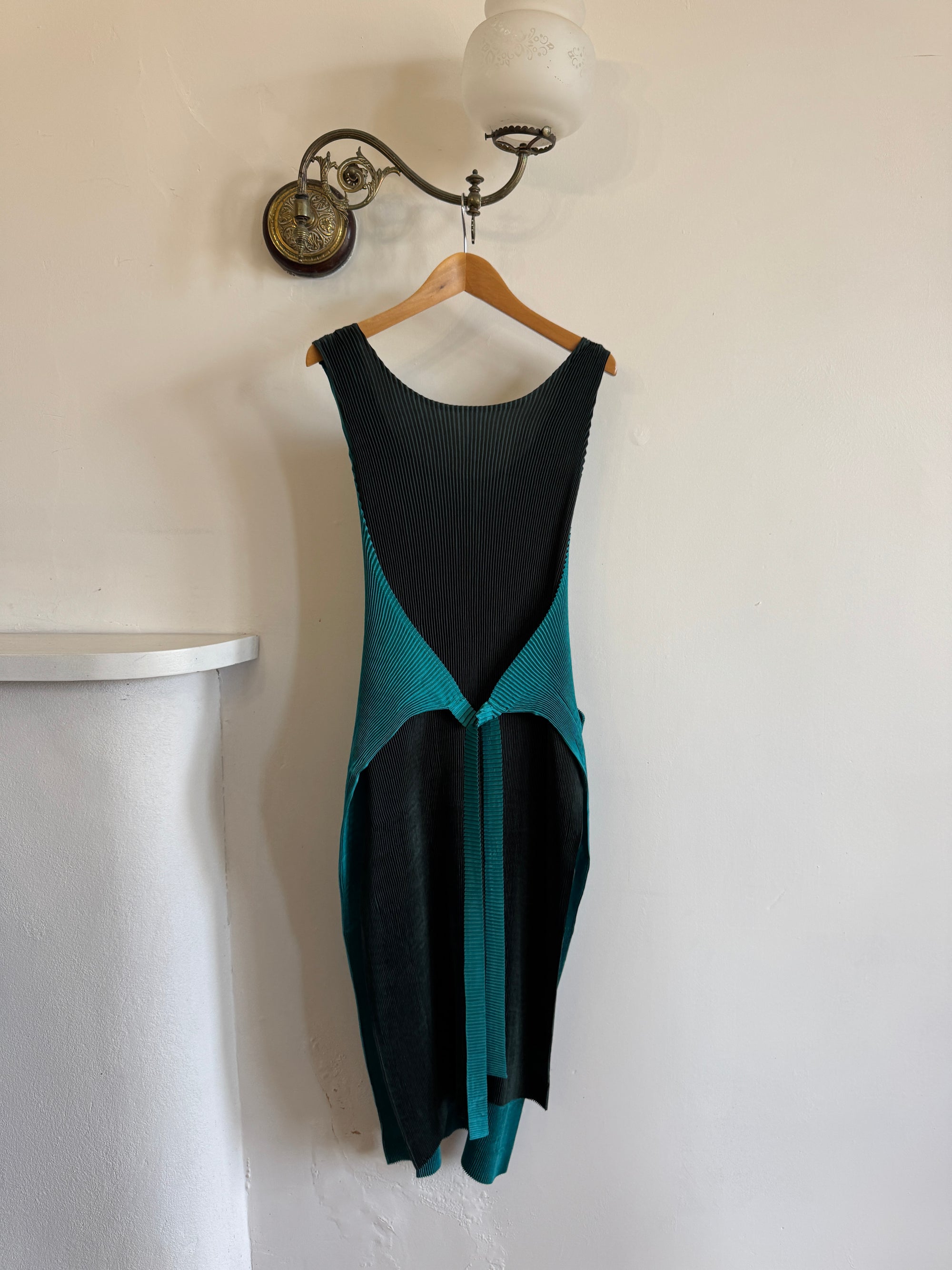 Vintage Issey Miyake IM Pleated Teal Apron Dress