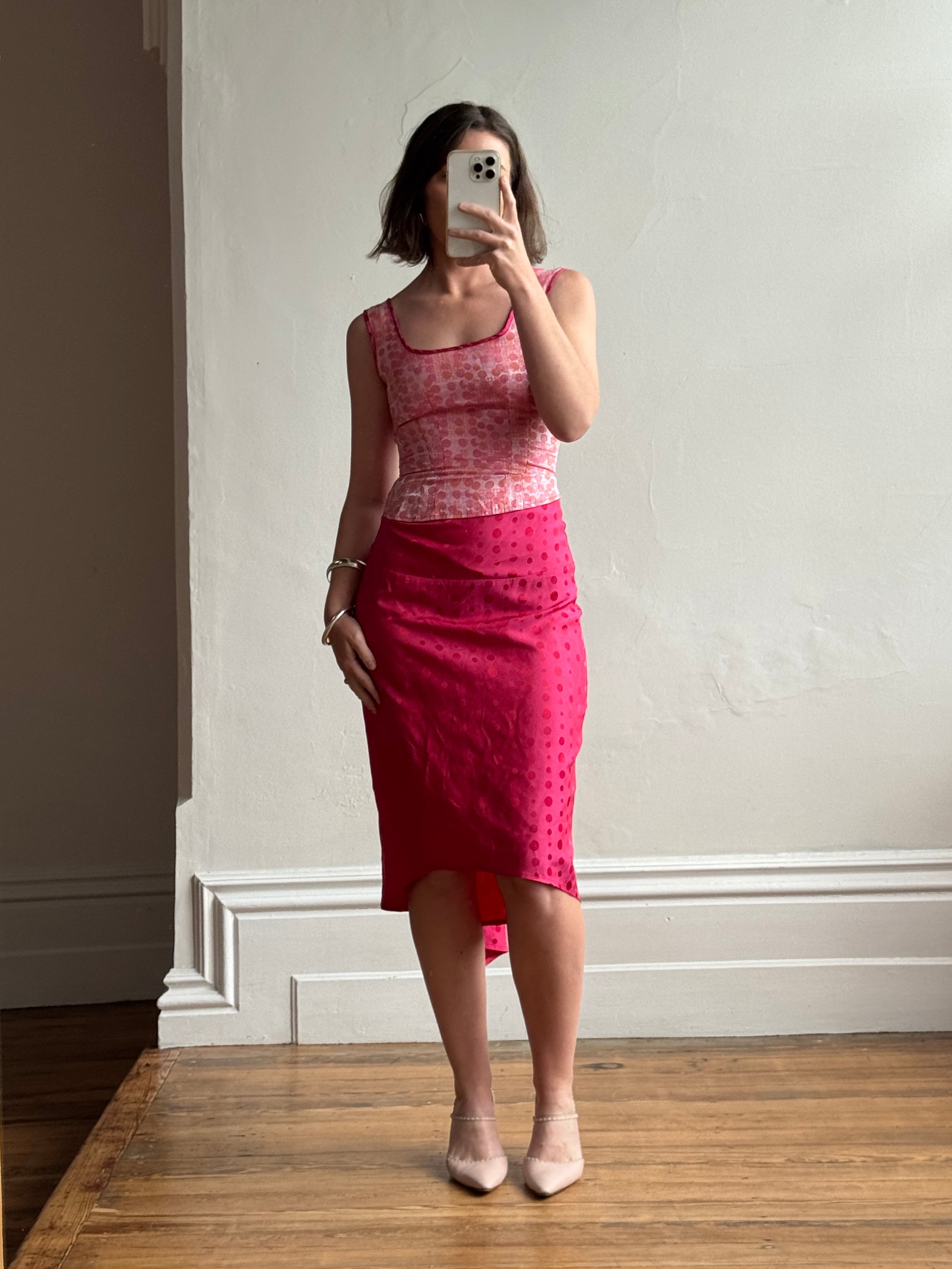 Vintage 90s Australian Made Polka Dot Pink Set