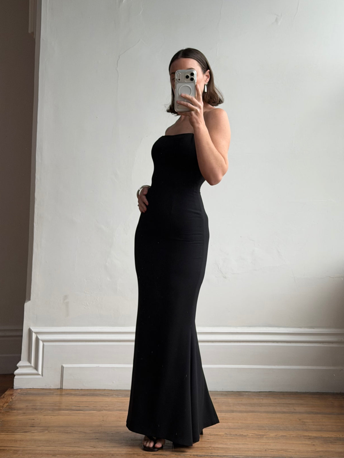 Vintage 90s Black Sleeveless Column Maxi Dress