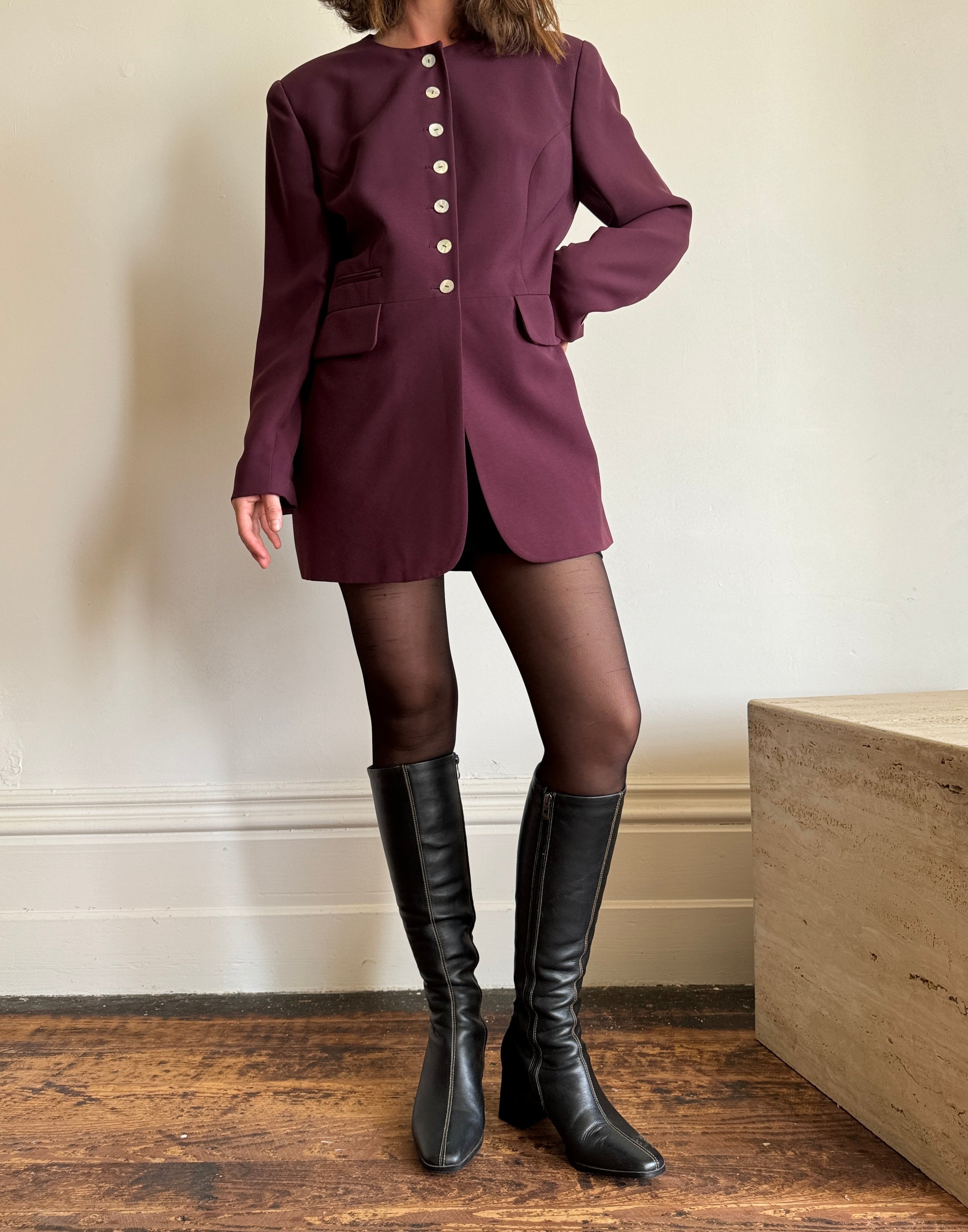 Vintage 90s Plum Button Up Blazer Dress