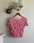 Vintages 90s Crinkle Stretch Top Candy Pink