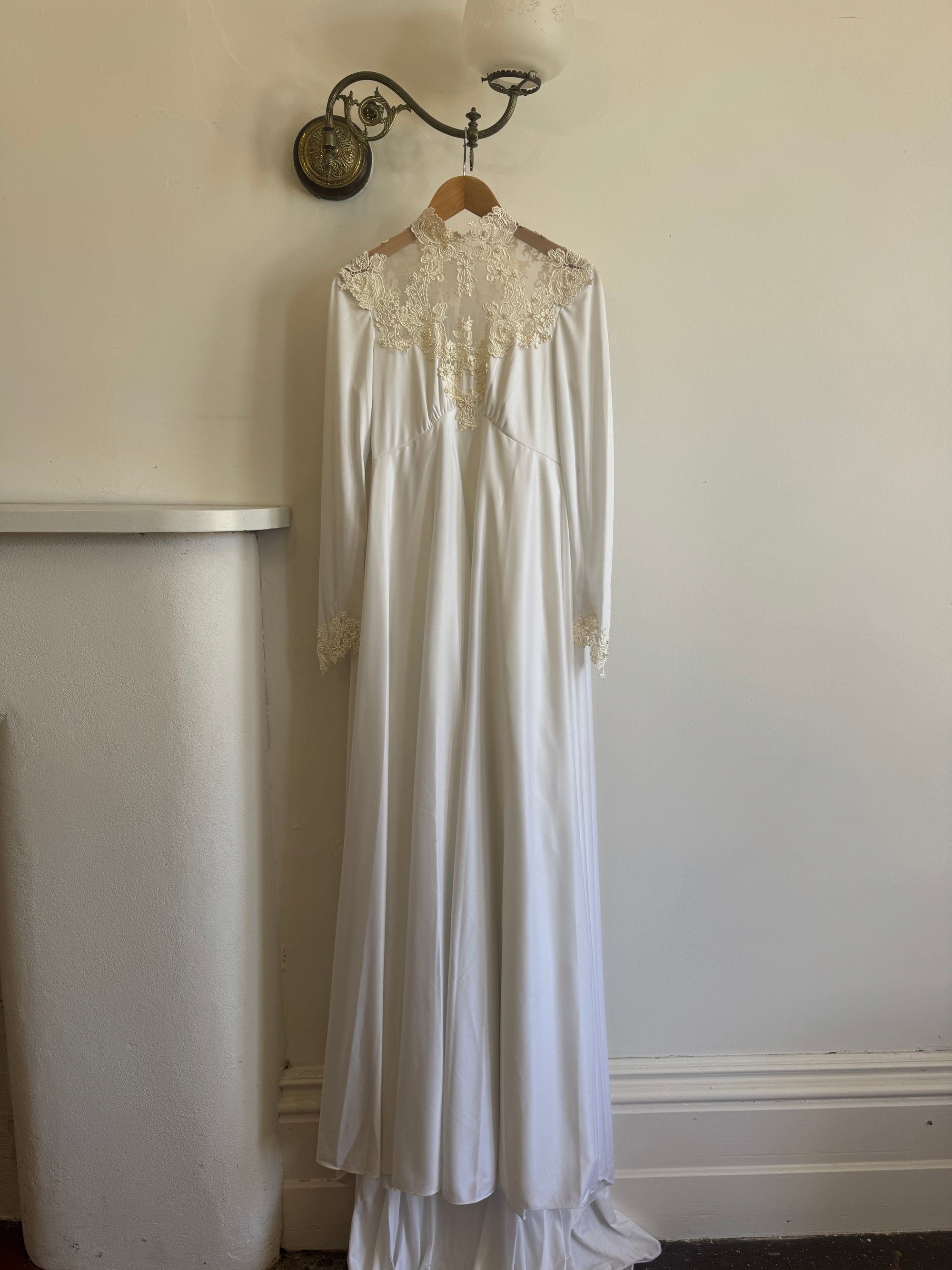 Vintage 60s Jersey and Lace Cape Wedding Dress