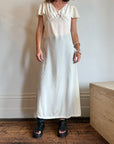 Vintage Cream Sundress with Floral Embroidery