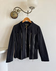 Vintage 90s Denim Multi Zip Jacket Noir