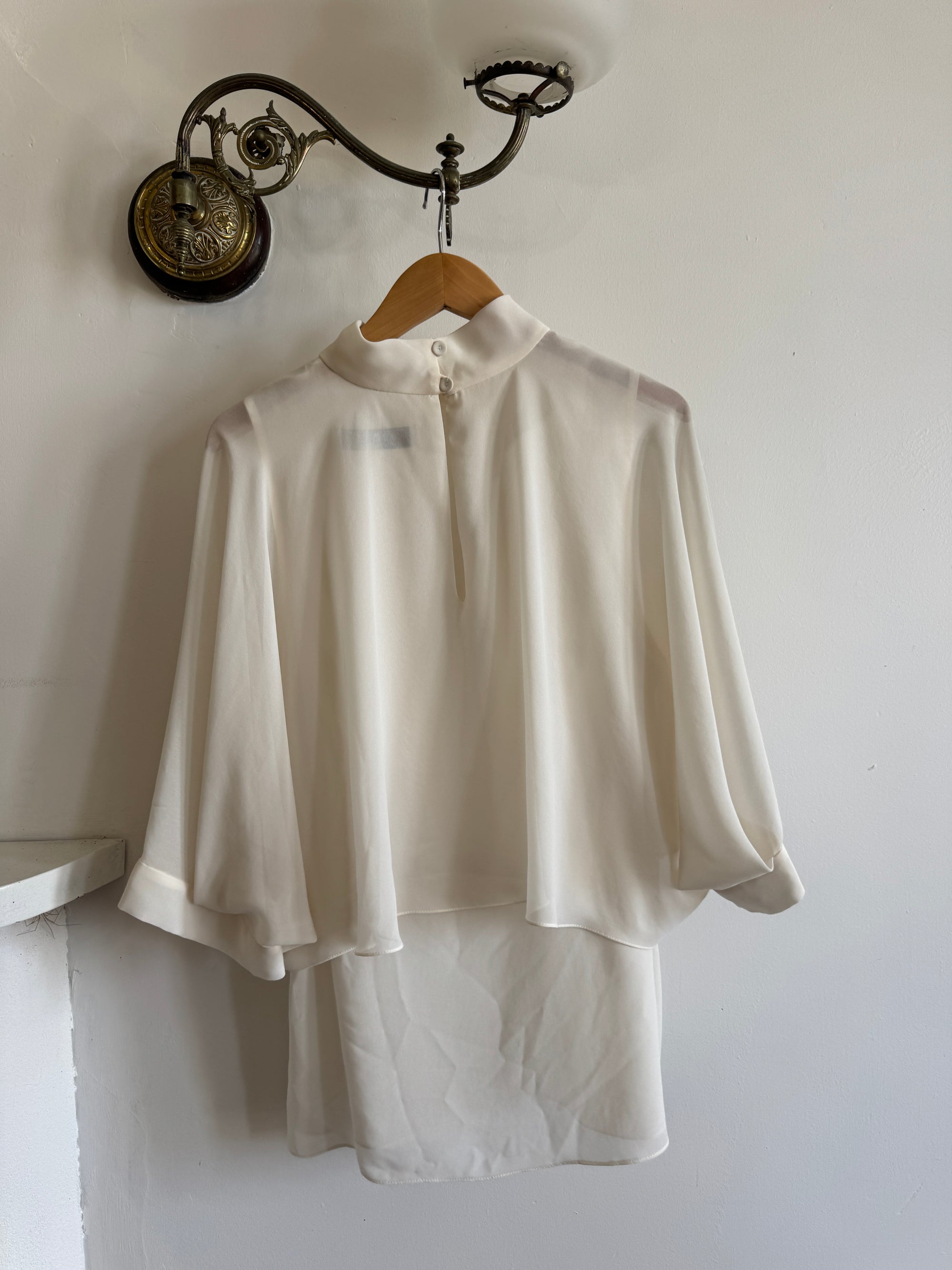 Vintage Y2K Sheer Chiffon Sheer Tiered Blouse