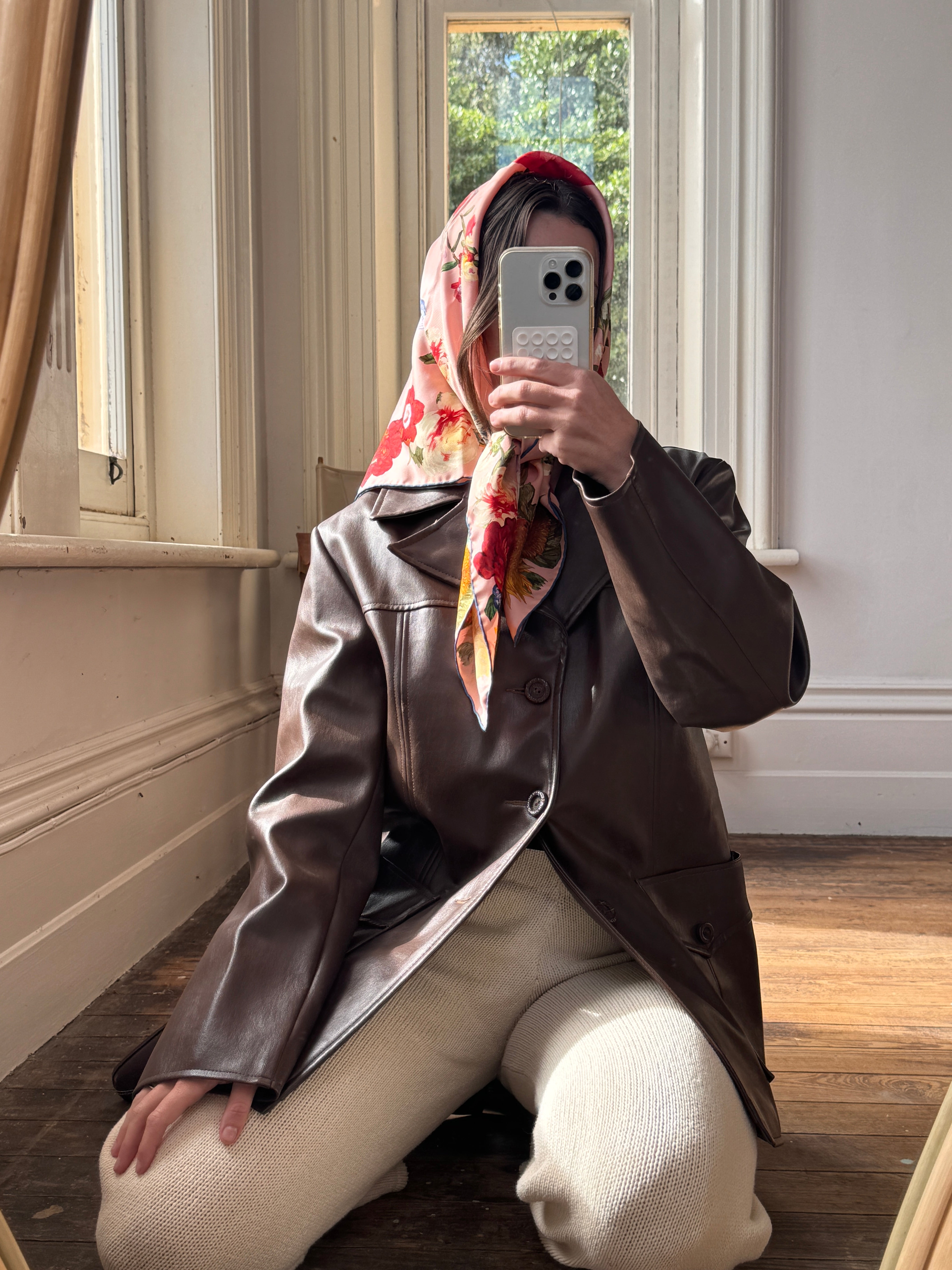 Vintage 90s Brown PU Leather Blazer