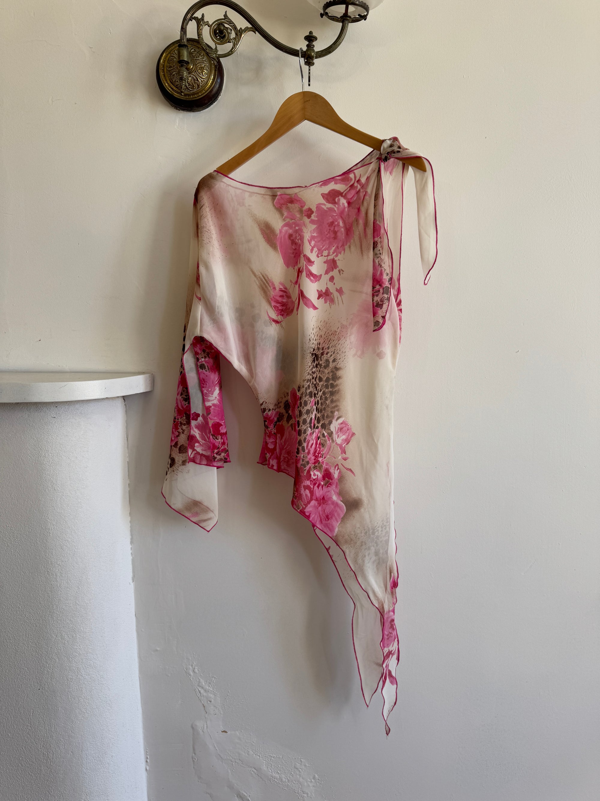Vintage Y2K Leopard Floral Sheer Fairy Top