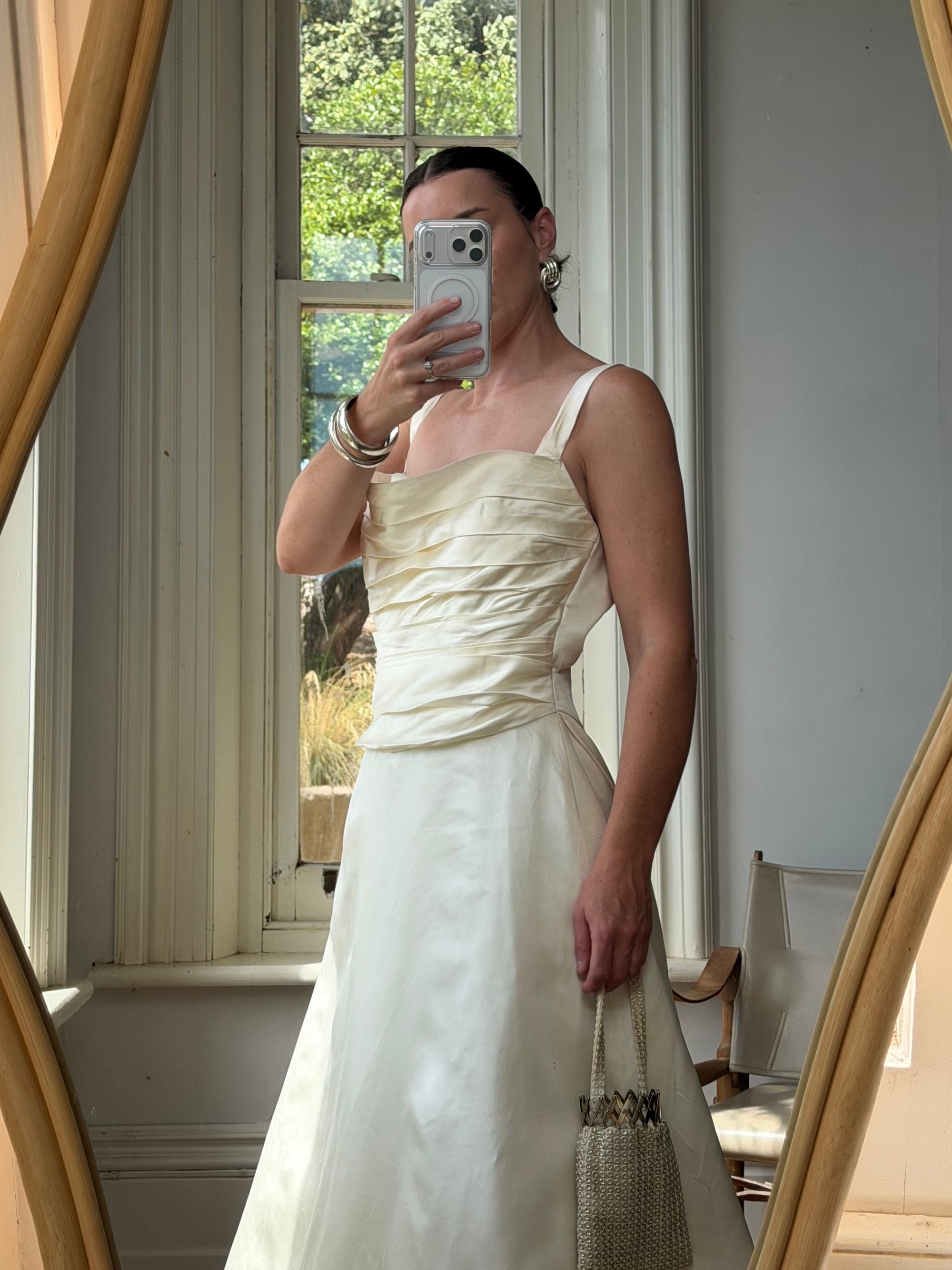 Vintage Y2K Vera Wang Silk Pleated Wedding Gown