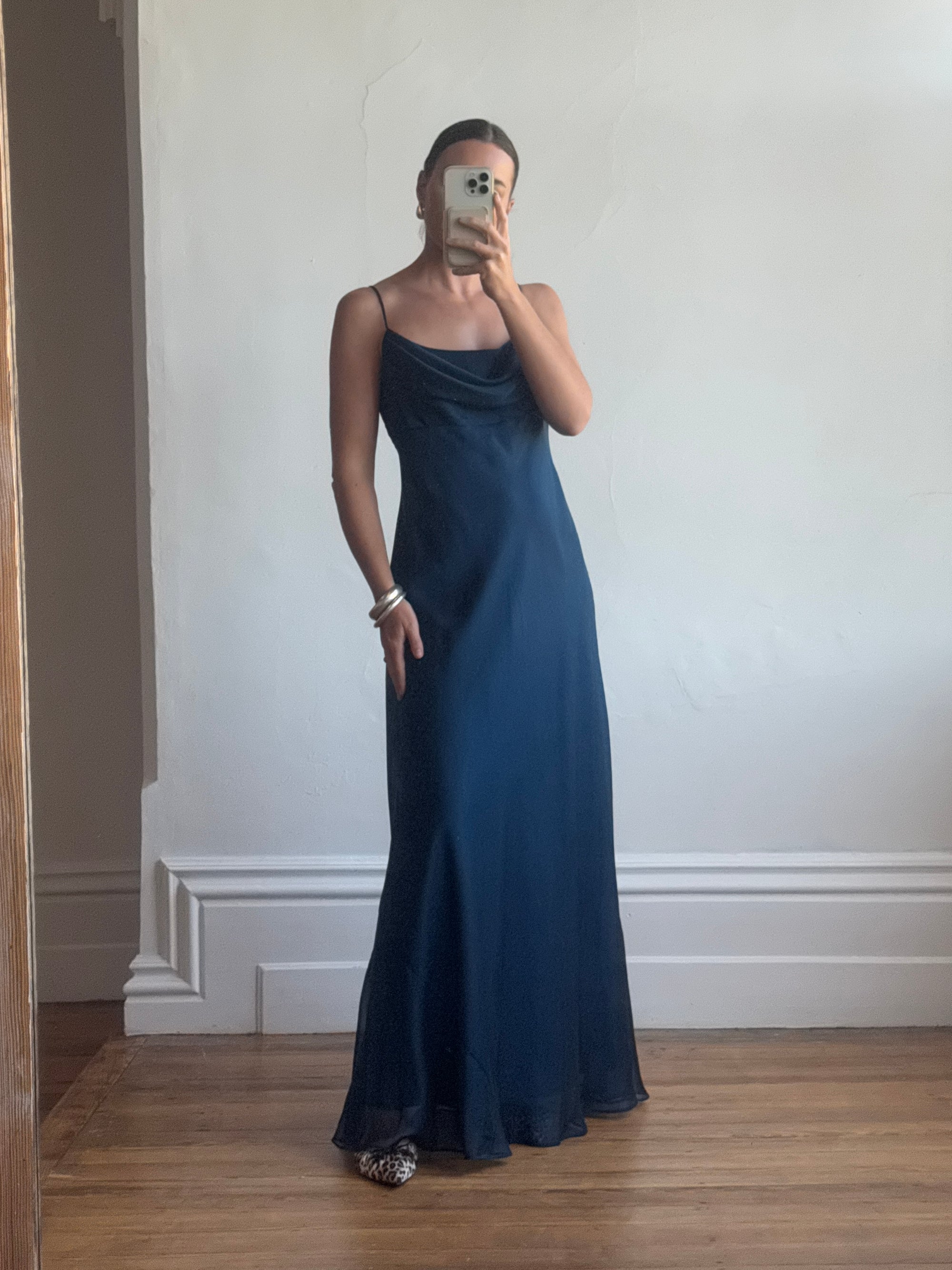 Vintage 90s Australian Made Navy Spaghetti Strap Dress