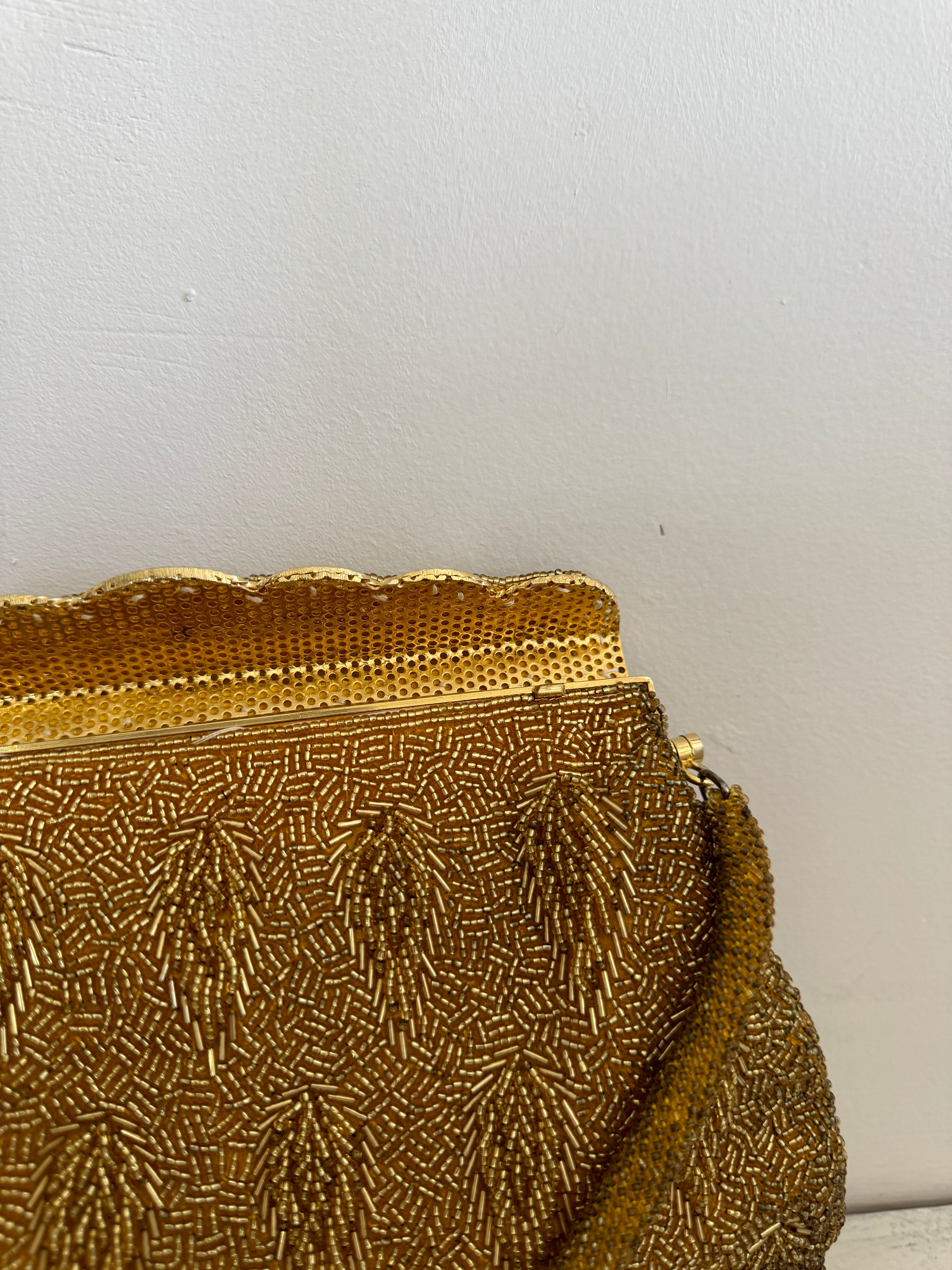 Vintage Golden Beaded Leaf Evening Purse