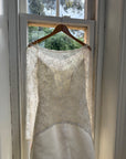 Vintage 90s Italian Beaded Lace and Satin Wedding Gown