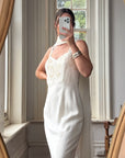 Vintage 90s Crepe Beaded Column Bridal Slip