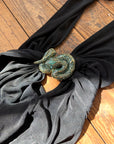 Vintage 90s Low Jersey Evening Dress Rhinestone Snake Noir