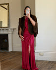 Vintage 60s Chocolate Brown Fur Scalloped Caplet
