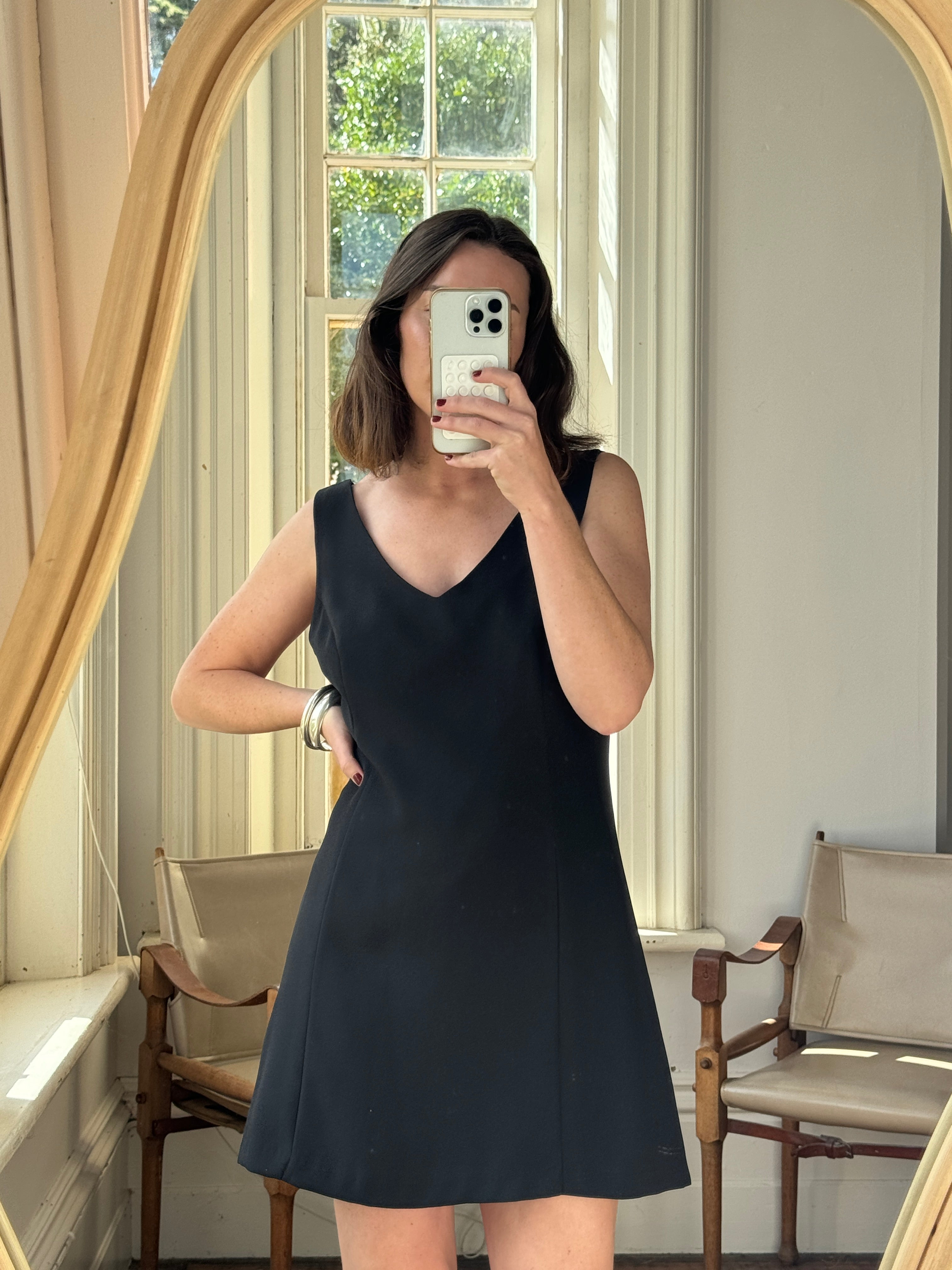 Vintage 90s Tailored A-Line Mini Dress Noir