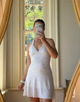 Vintage Y2K Jersey Halter Mini Dress White