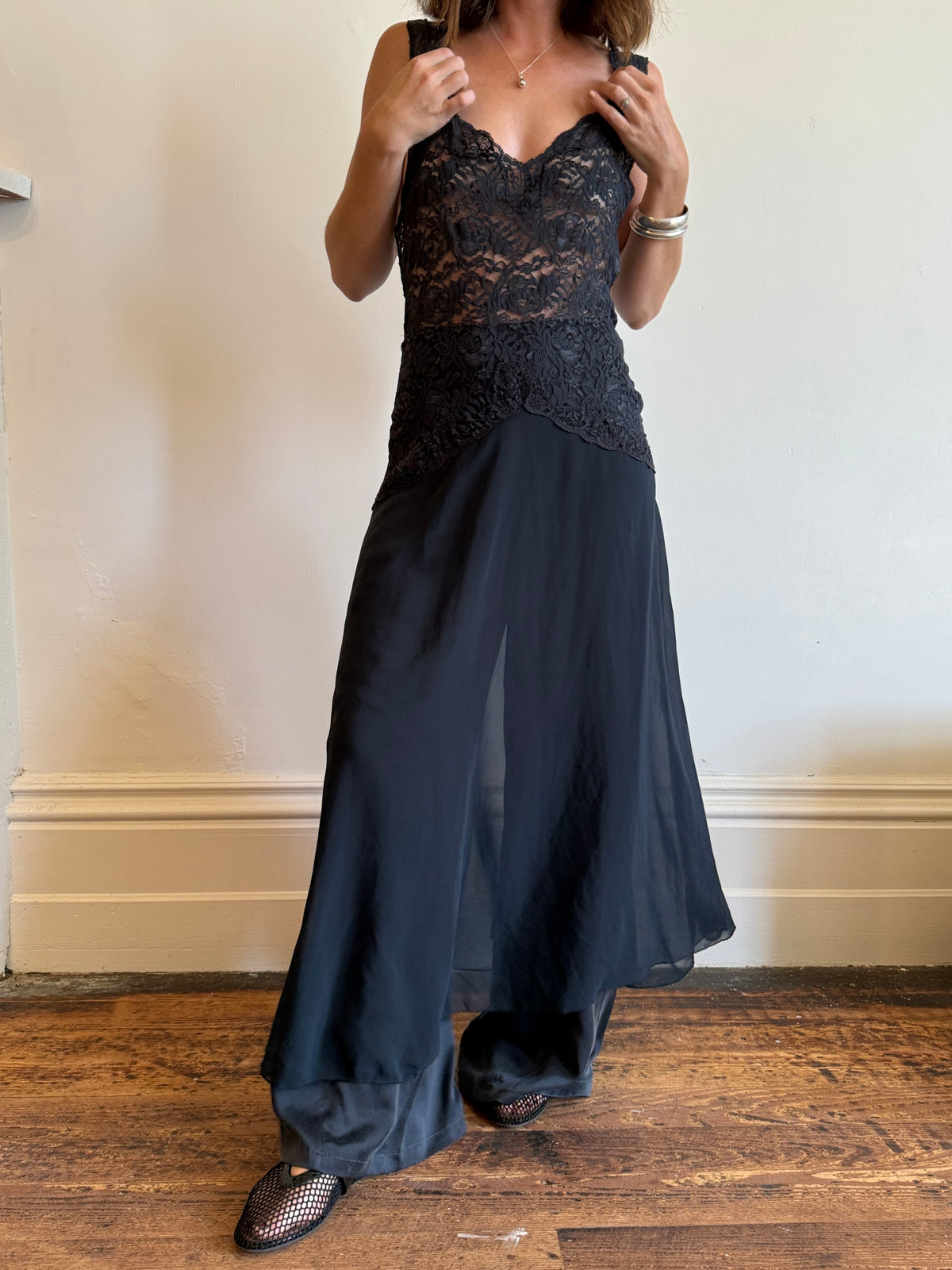 Vintage 90s Victorias Secret Sheer Lace Bow Maxi – Call Me The Breeze