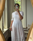 Antique Edwardian Lace Tea Soiree Dress Short Sleeve