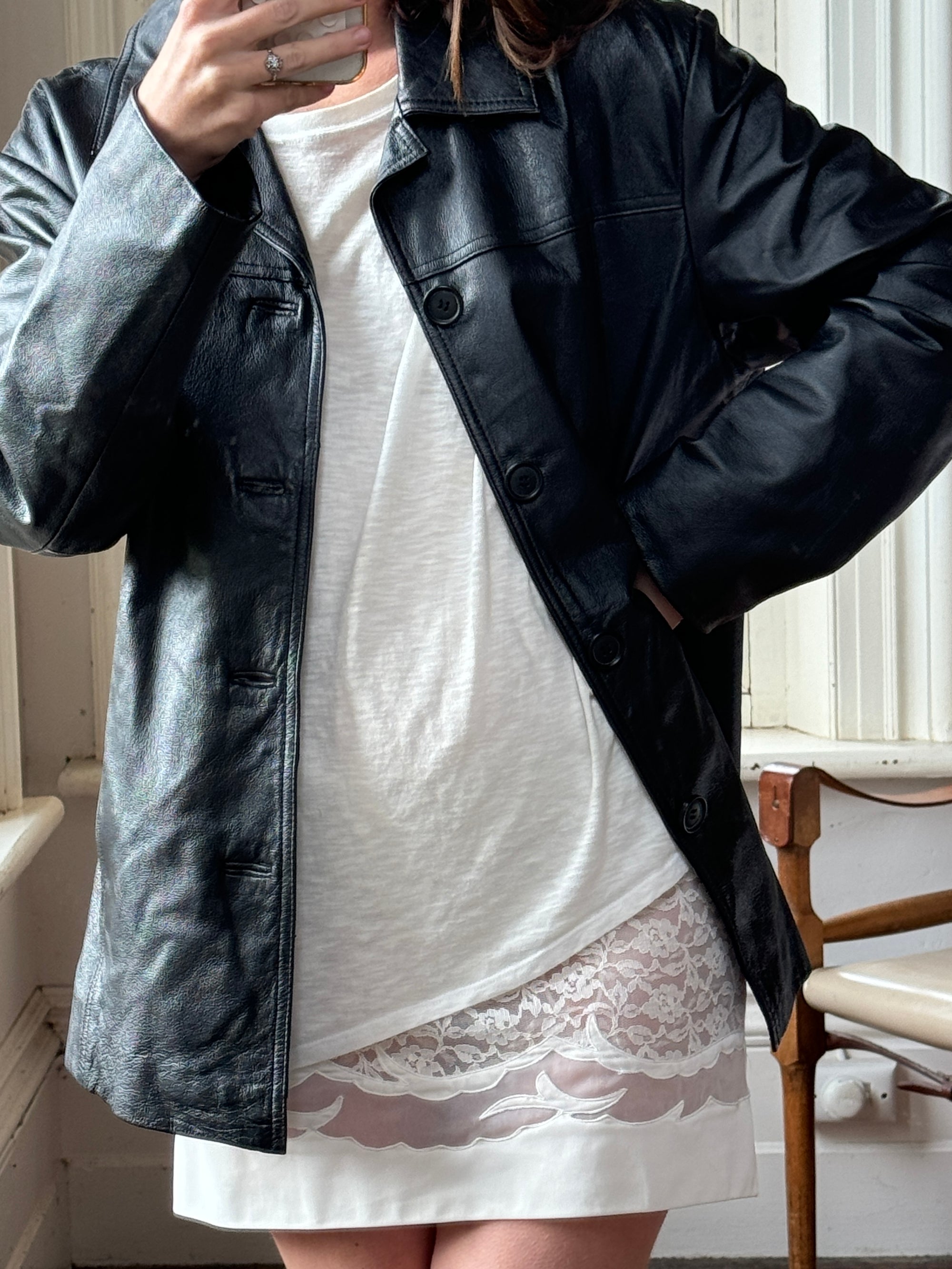 Vintage 90s Leather Jacket Black