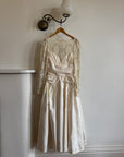 Vintage 80s Creme Taffeta Lace Midi Dress