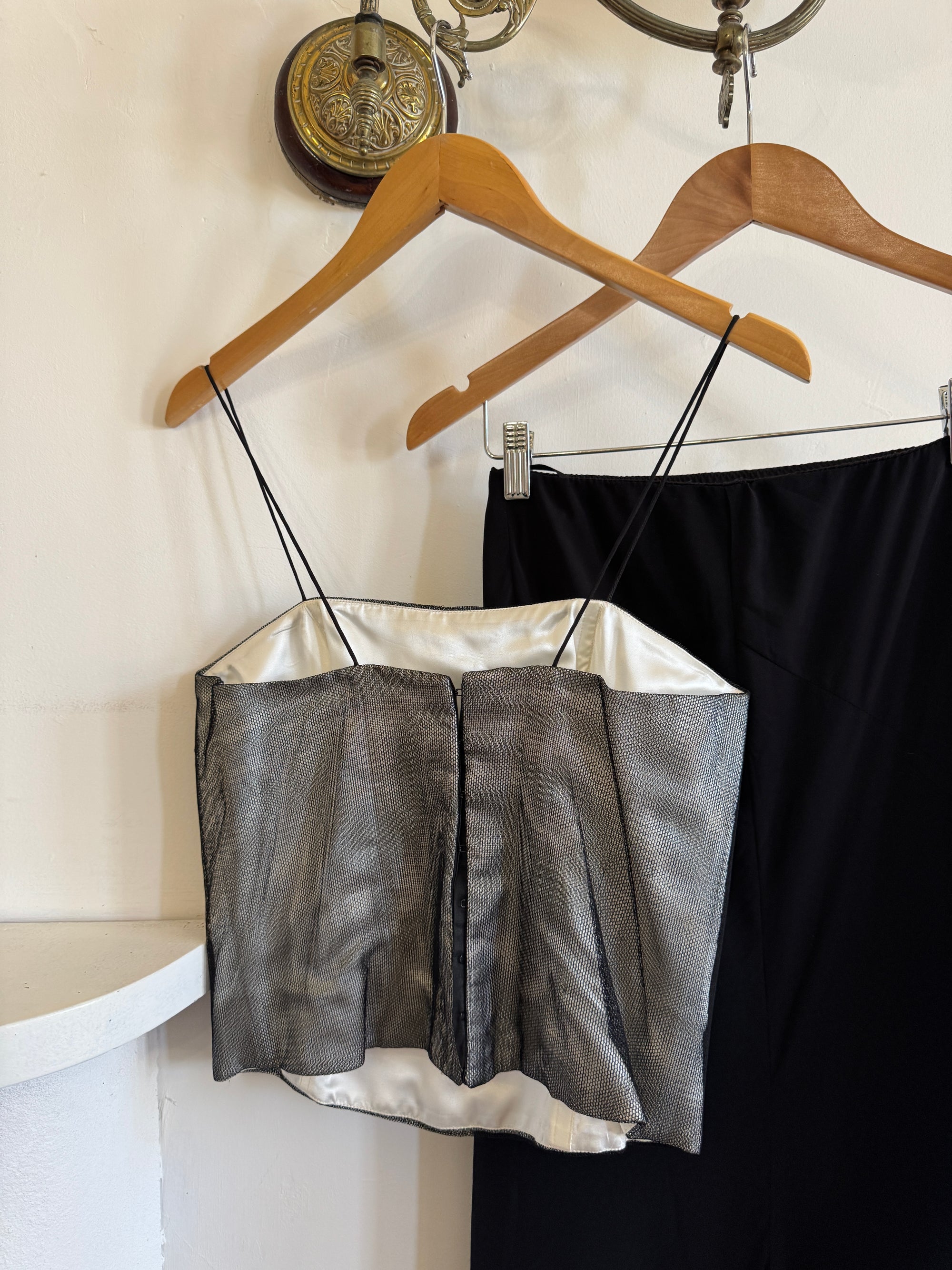 Vintage 90s Mesh Crop and Fairy Skirt Set Noir