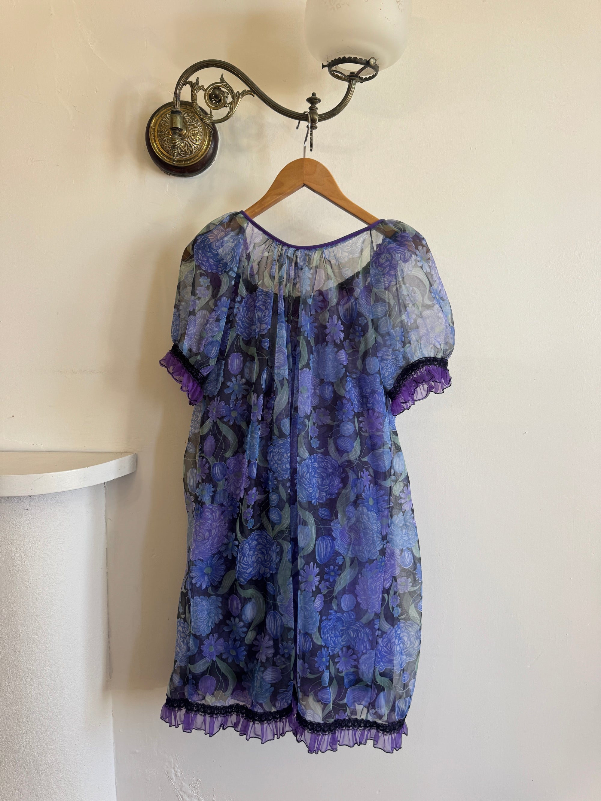 Vintage 60s Moonflower Slip and Cape Set