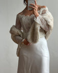 Vintage 60s Faux Fur Stole Crema