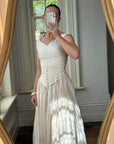 Vintage 90s Pure Silk Pleated Waist Wedding Dress