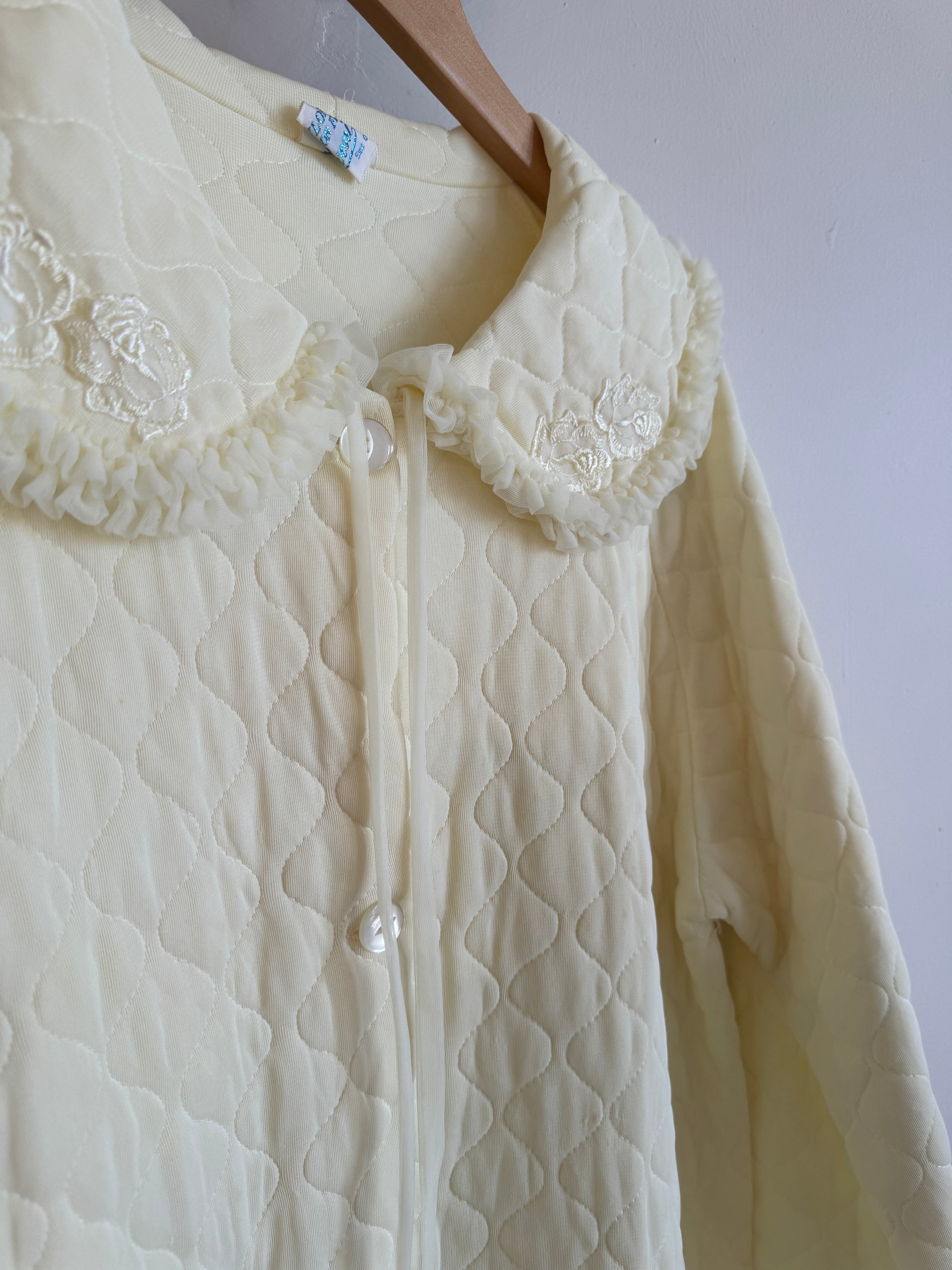 Vintage Lemon Quilted Coat with Oversized Collar