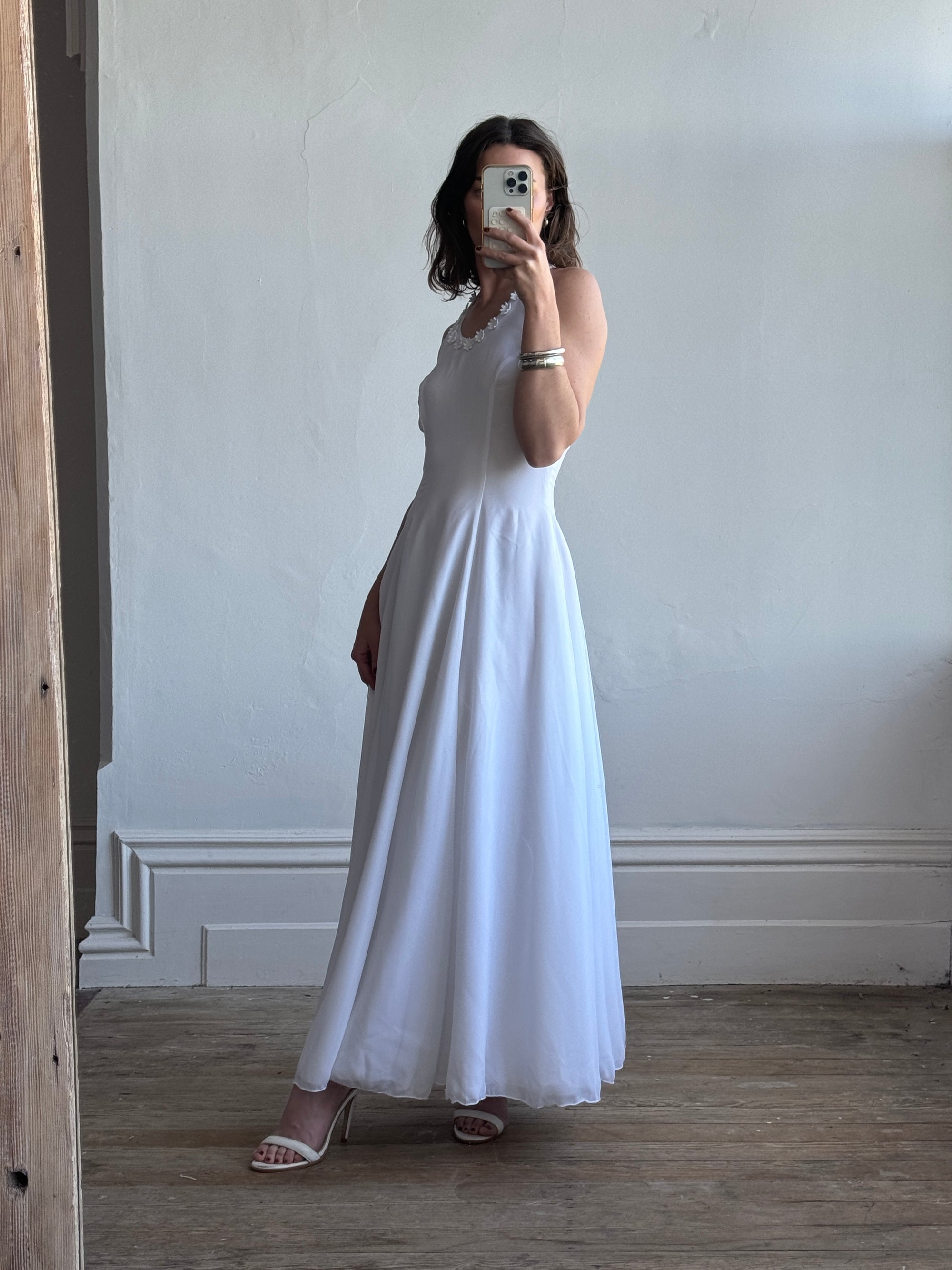 Vintage Halter A-Line Daisy Wedding Dress