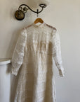 Vintage 60s Polka Dot Long Sleeved Wedding Dress Ivory