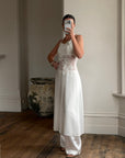 Vintage 90s Daisy Sheer Halter Midi Dress White