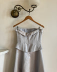 Vintage 90s Jacquard Corset Satin Dress Ice Blue