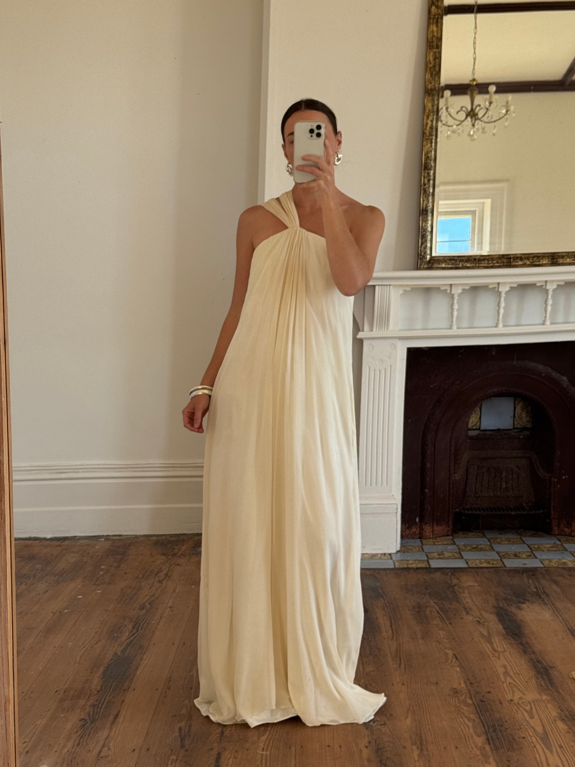 Vintage Y2K Pure Silk Chiffon Grecian Gown