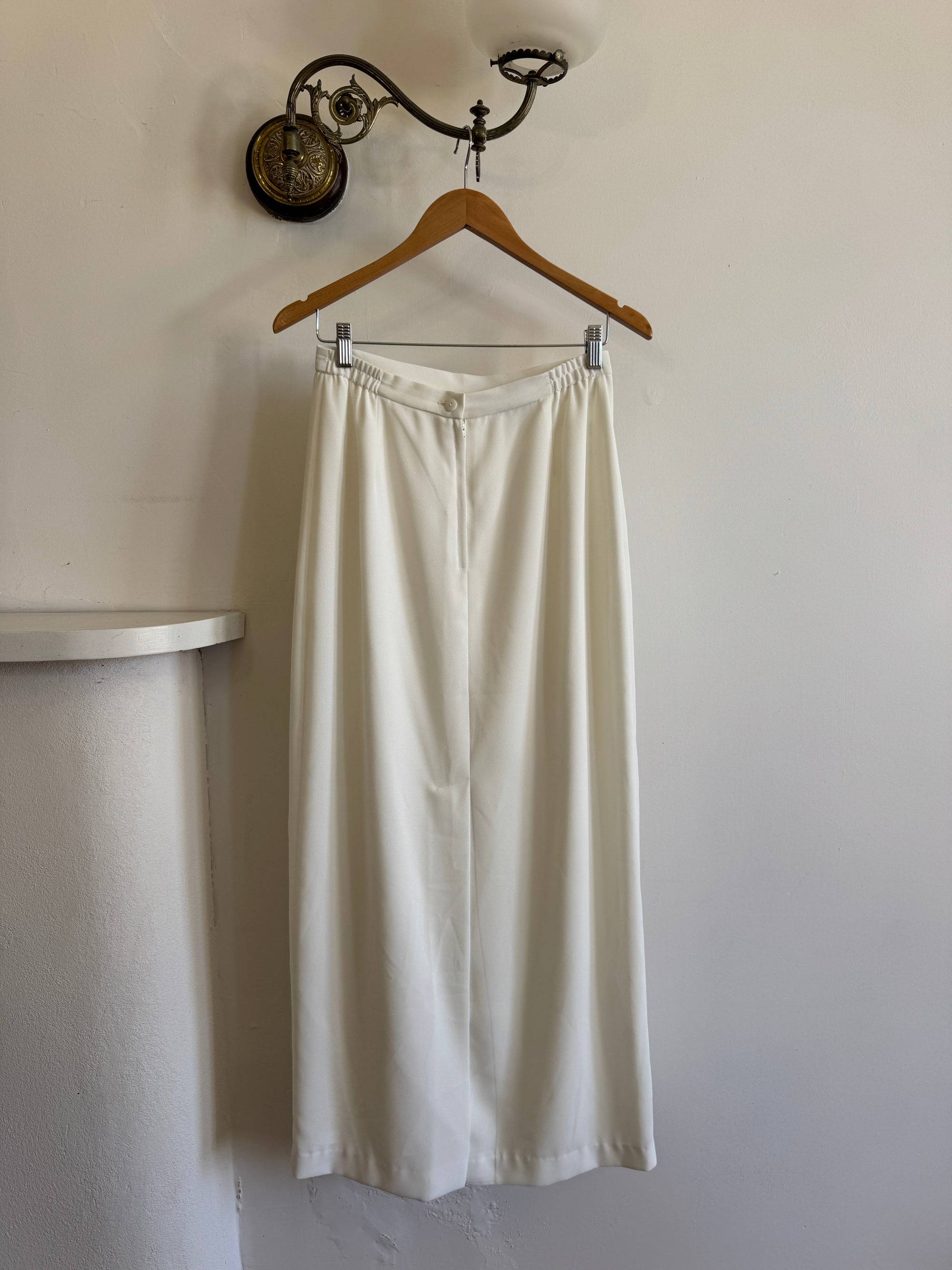 Vintage 90s Ivory Crepe Bridal Pencil Skirt