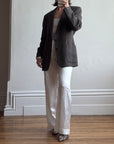 Vintage Christian Dior Tailored Wool Blazer Navy Brown