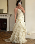 Vintage 90s Italian Sequin Bustier and Ruffle Skirt Bridal Set