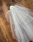 Vintage Scalloped Tulle Veil with Satin Rosette