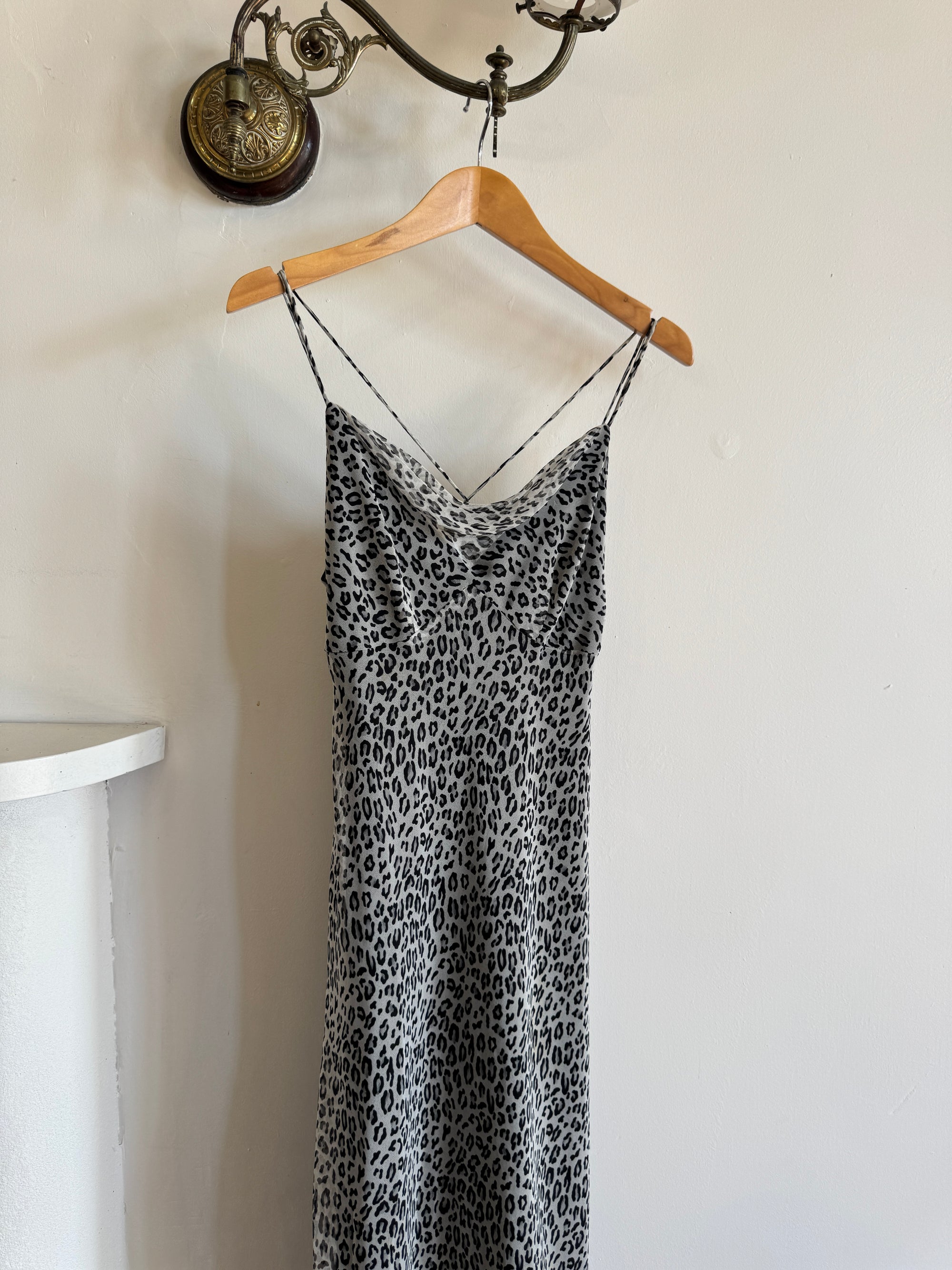 Vintage 90s Australian Made Cowl Neck Slip Dress Cool Leopard