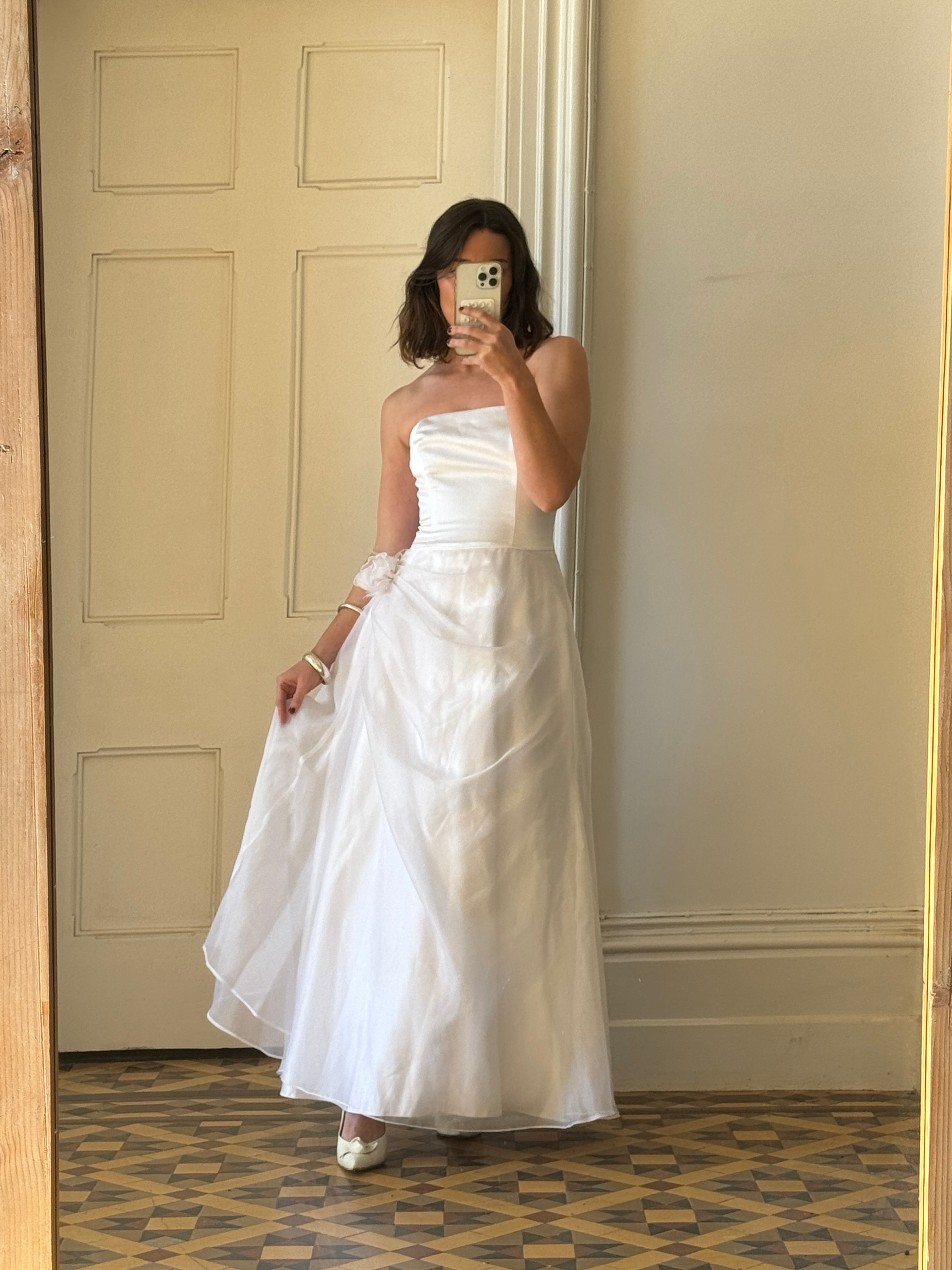 Vintage 90s Princess Strapless Wedding Dress