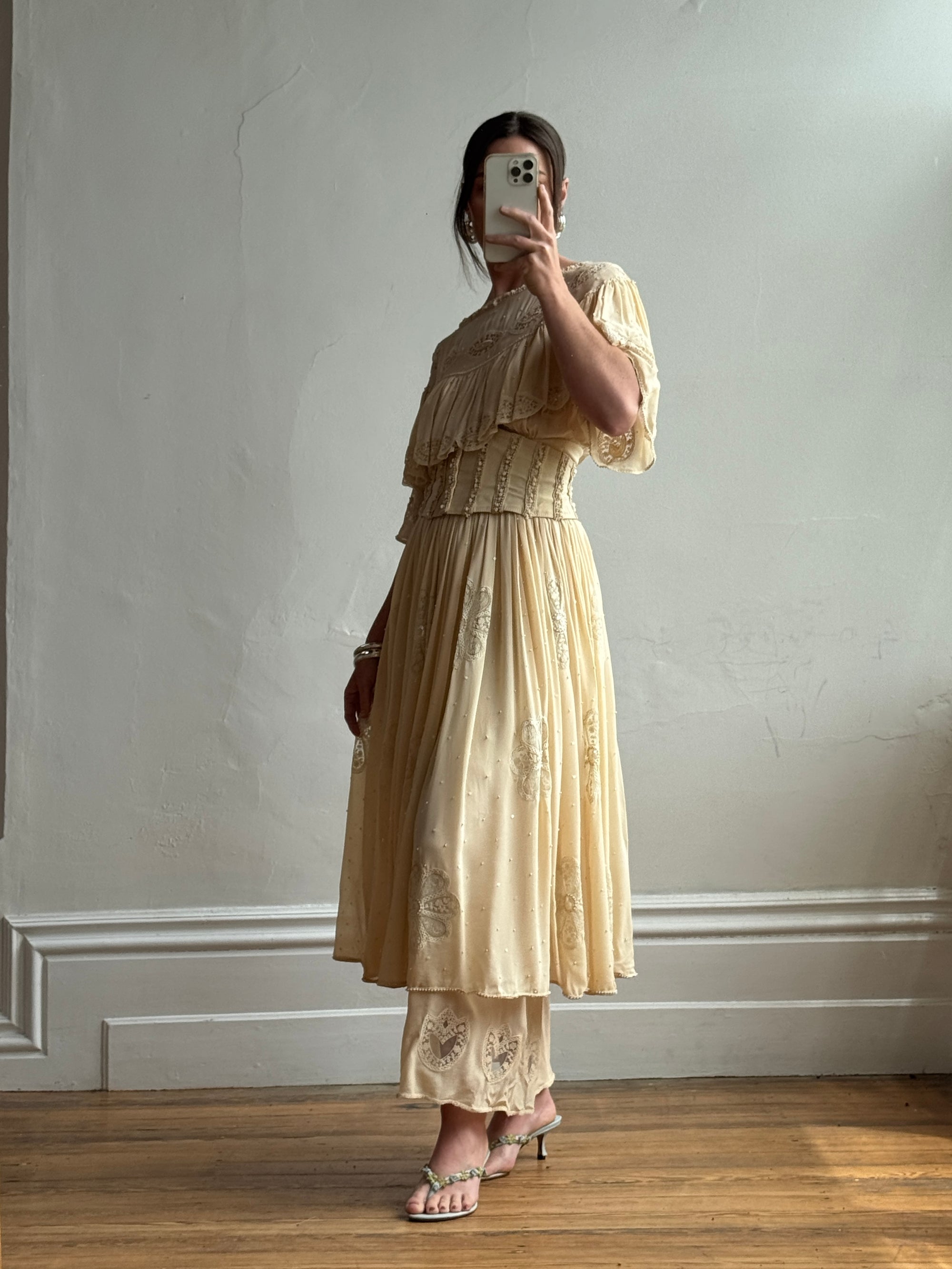 Vintage 70s Karl Lagerfeld for Chloe Pure Silk Tiered Corset Dress – Call Me The Breeze