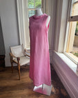 Vintage 80s Boat Neck Crinkle Dress Hot Pink