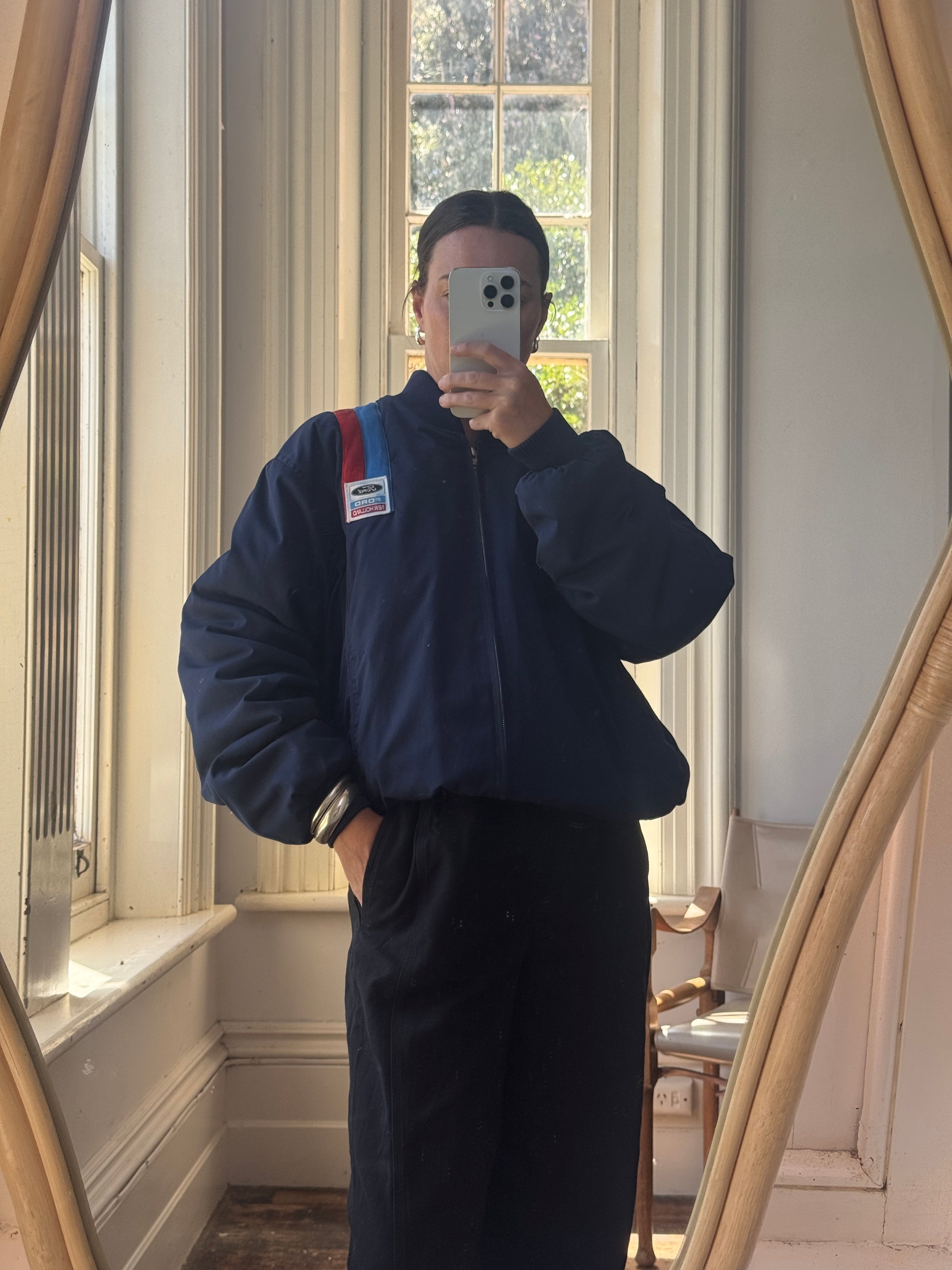 Vintage 70s Ford Bomber Jacket Navy