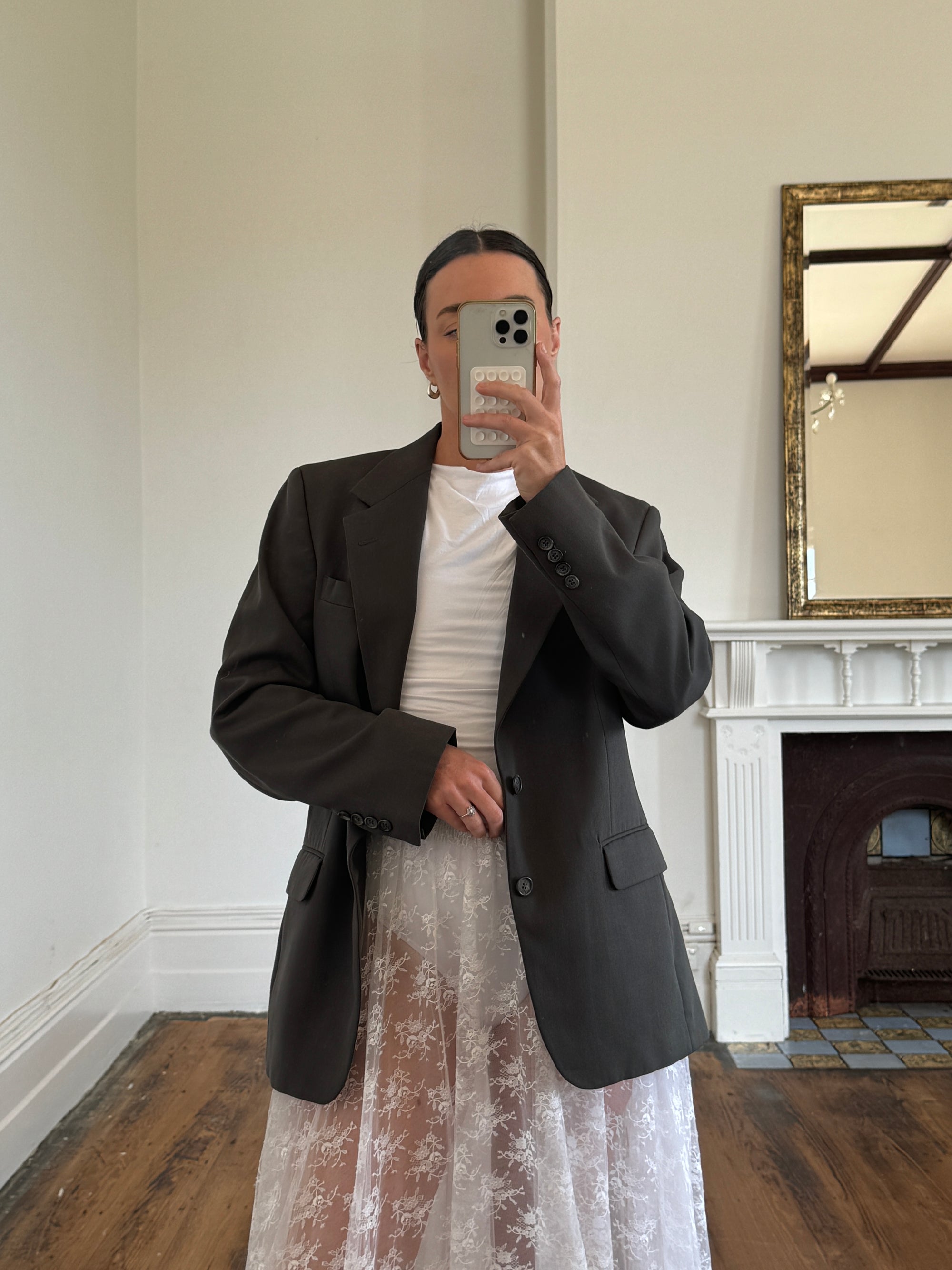 Vintage 80s Calvin Klein Grey Wool Blazer