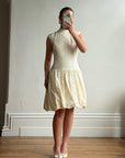 Vintage 90s Cream Broderie Anglaise Bubble Mini Dress