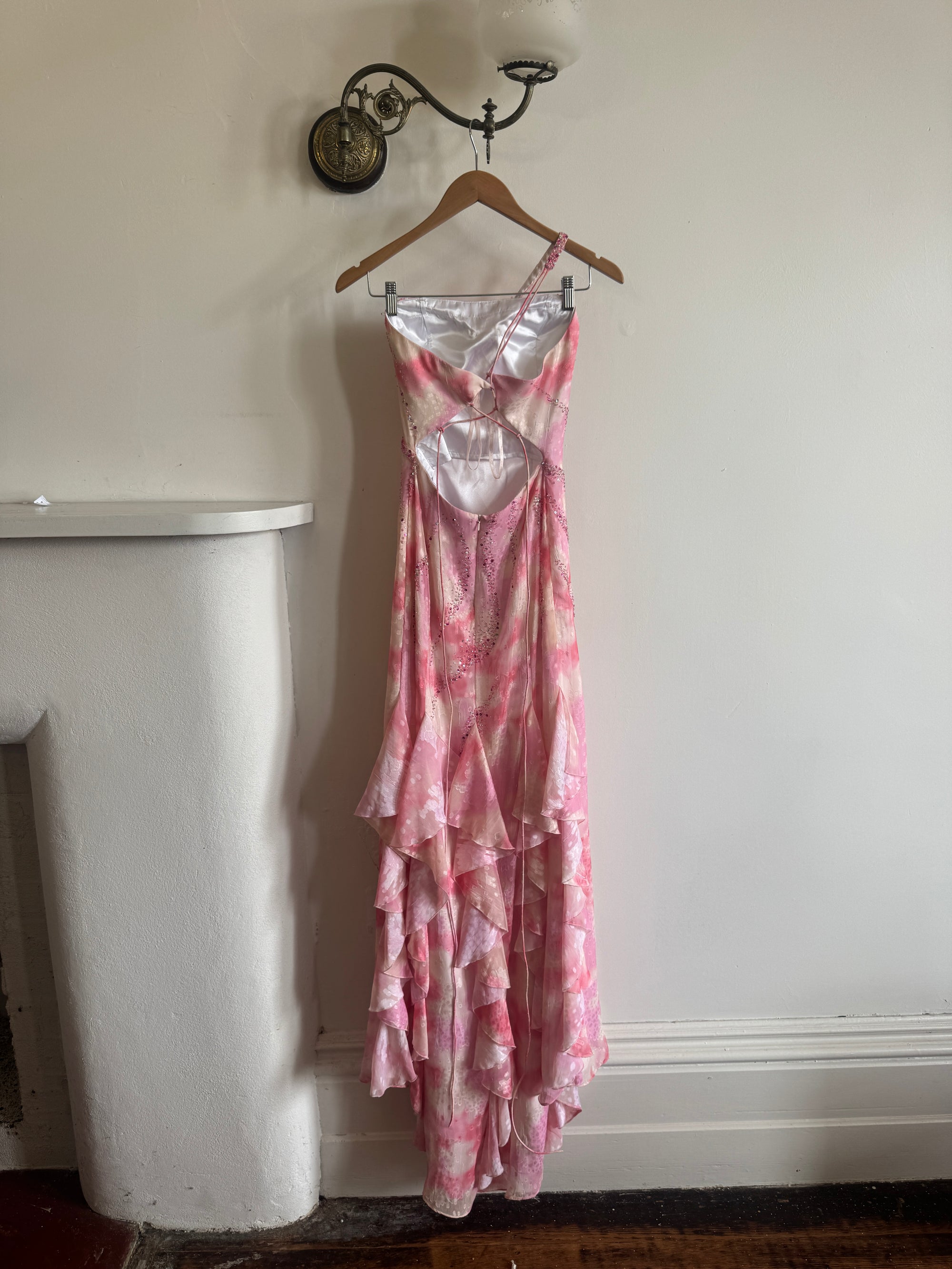 Vintage Y2K Fairy Floss Embellished Ruffle Gown