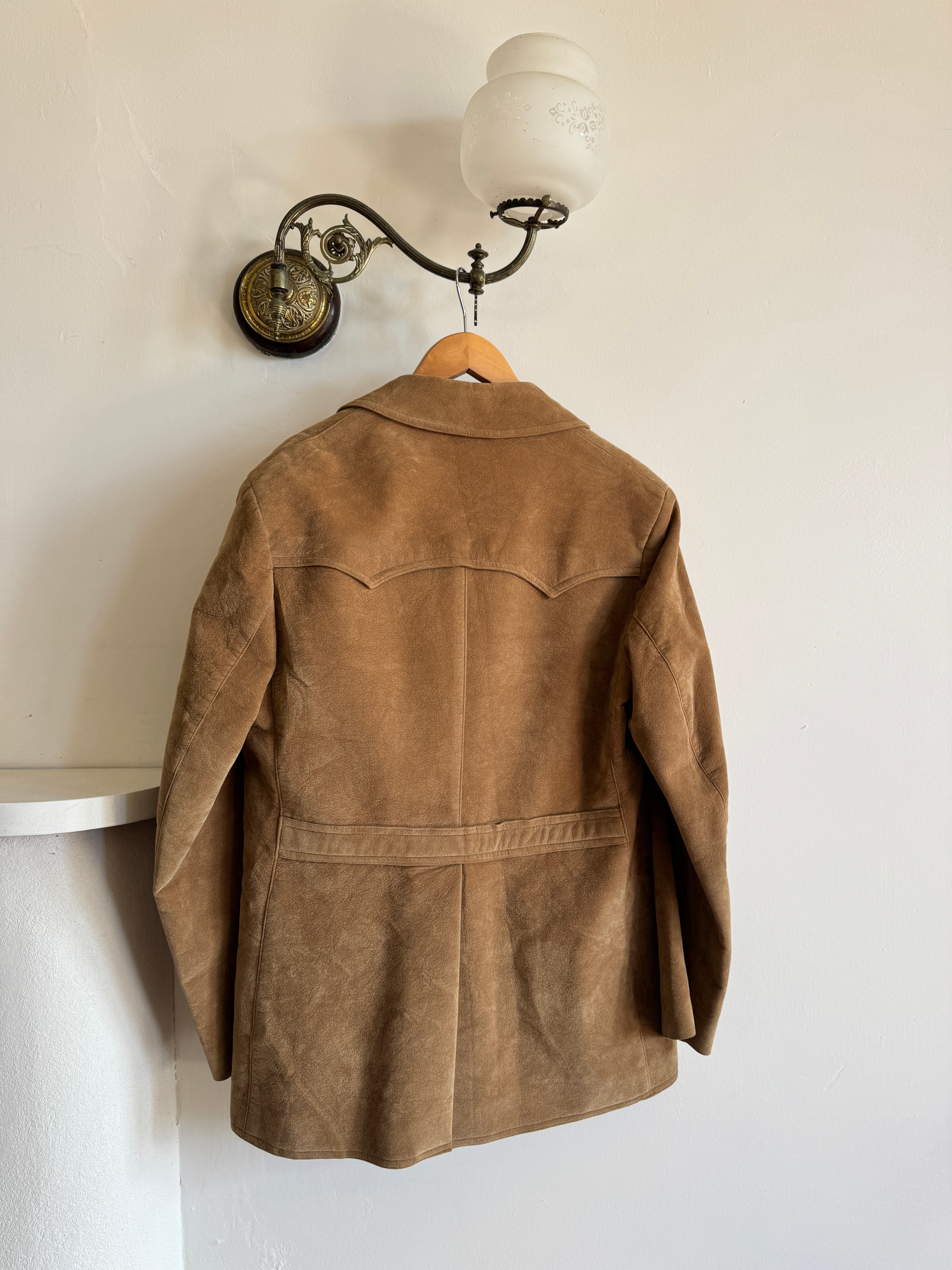 Vintage 70s Western Faux Suede Tan Coat